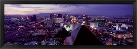 Framed City lit up at dusk, Las Vegas, Clark County, Nevada, USA Print