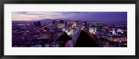 Framed City lit up at dusk, Las Vegas, Clark County, Nevada, USA Print