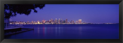 Framed San Diego in the Distance, Night View Print