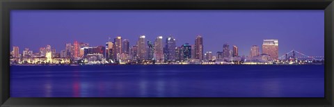 Framed San Diego in Bright Blue Print