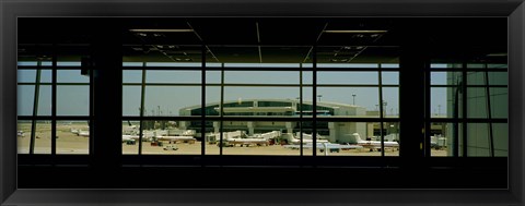 Framed Airport viewed from inside the terminal, Dallas Fort Worth International Airport, Dallas, Texas, USA Print