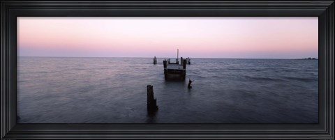 Framed Pier in the Atlantic Ocean, Dilapidated Pier, North Point State Park, Edgemere, Baltimore County, Maryland, USA Print