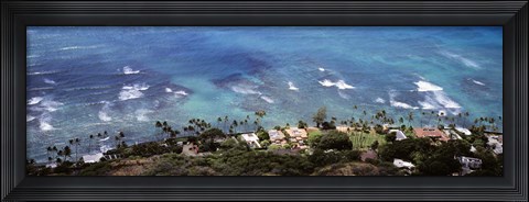 Framed Aerial view of the pacific ocean, Ocean Villas, Honolulu, Oahu, Hawaii, USA Print