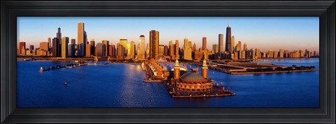 Framed Sunrise at Navy Pier, Lake Michigan, Chicago, Cook County, Illinois, USA Print