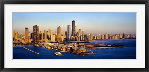 Framed Aerial view of a city, Navy Pier, Lake Michigan, Chicago, Cook County, Illinois, USA Print