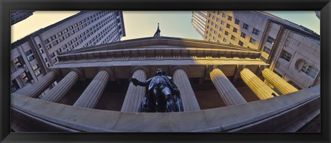 Framed Low angle view of a stock exchange building, New York Stock Exchange, Wall Street, Manhattan, New York City, New York State, USA Print