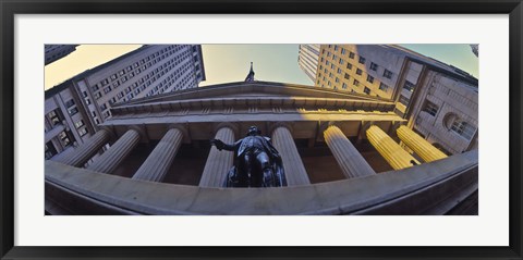 Framed Low angle view of a stock exchange building, New York Stock Exchange, Wall Street, Manhattan, New York City, New York State, USA Print