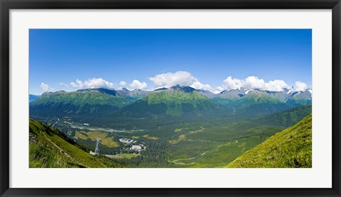 Framed Aerial view of a ski resort, Alyeska Resort, Girdwood, Chugach Mountains, Anchorage, Alaska, USA Print
