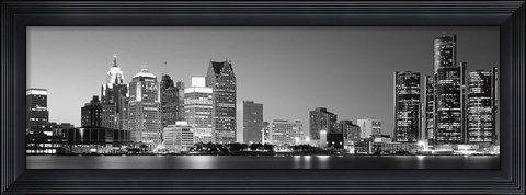 Framed City at the waterfront, Lake Erie, Detroit, Wayne County, Michigan, USA Print