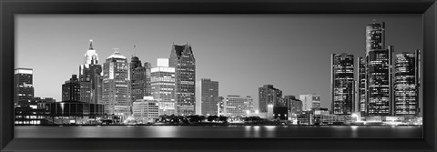 Framed City at the waterfront, Lake Erie, Detroit, Wayne County, Michigan, USA Print