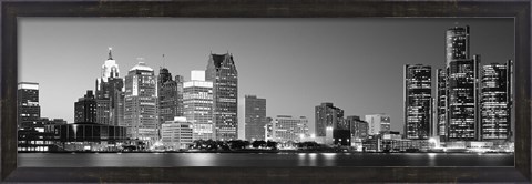 Framed City at the waterfront, Lake Erie, Detroit, Wayne County, Michigan, USA Print