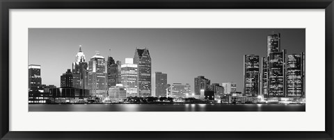 Framed City at the waterfront, Lake Erie, Detroit, Wayne County, Michigan, USA Print