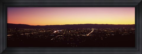 Framed City lit up at dusk, Silicon Valley, San Jose, Santa Clara County, San Francisco Bay, California Print
