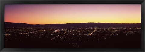 Framed City lit up at dusk, Silicon Valley, San Jose, Santa Clara County, San Francisco Bay, California Print