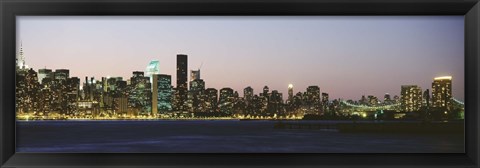 Framed New York Skyline from a Distance (gray sky) Print