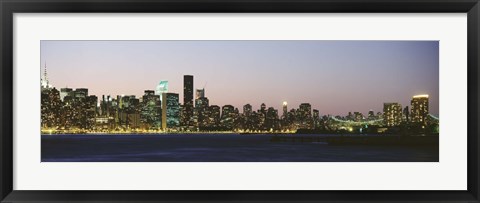 Framed New York Skyline from a Distance (gray sky) Print