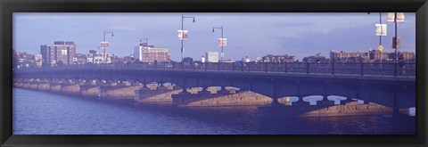 Framed Bridge across a river, Longfellow Bridge, Charles River, Boston, Suffolk County, Massachusetts, USA Print