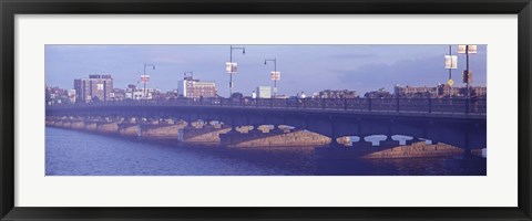 Framed Bridge across a river, Longfellow Bridge, Charles River, Boston, Suffolk County, Massachusetts, USA Print