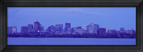 Framed Skyscrapers at the waterfront, Charles River, Boston, Suffolk County, Massachusetts, USA Print
