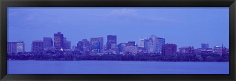 Framed Skyscrapers at the waterfront, Charles River, Boston, Suffolk County, Massachusetts, USA Print