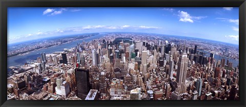 Framed Aerial View of Manhattan Skyscrapers, 2011 Print