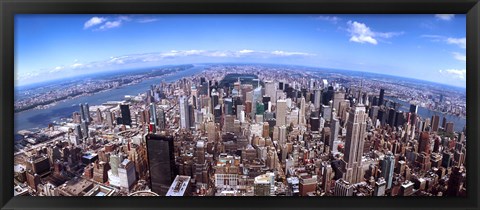 Framed Aerial View of Manhattan Skyscrapers, 2011 Print