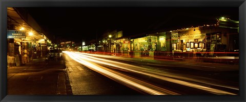 Framed Streaks of lights on the road in a city at night, Lahaina, Maui, Hawaii, USA Print