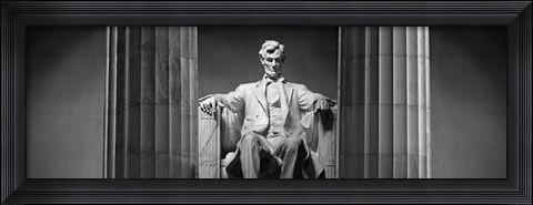 Framed Statue of Abraham Lincoln in a memorial, Lincoln Memorial, Washington DC Print