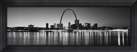 Framed Black and white view of St. Louis, Missouri Print