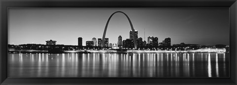 Framed Black and white view of St. Louis, Missouri Print