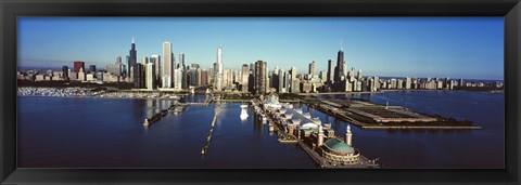 Framed Pier on a lake, Navy Pier, Lake Michigan, Chicago, Cook County, Illinois, USA 2011 Print