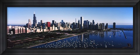 Framed Skyscrapers at the waterfront, Chicago Harbor, Lake Michigan, Chicago, Cook County, Illinois, USA 2011 Print