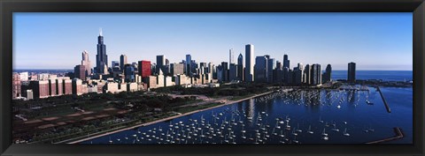 Framed Skyscrapers at the waterfront, Chicago Harbor, Lake Michigan, Chicago, Cook County, Illinois, USA 2011 Print