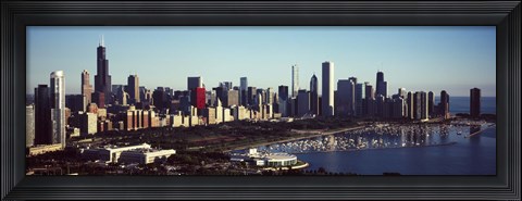Framed Skyscrapers at the waterfront, Hancock Building, Lake Michigan, Chicago, Cook County, Illinois, USA Print