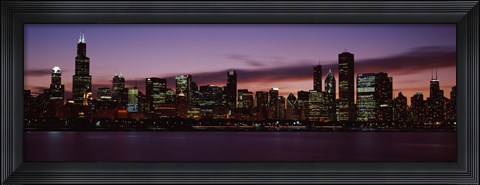 Framed Lake Michigan at Night, Chicago, Illinois, USA 2011 Print
