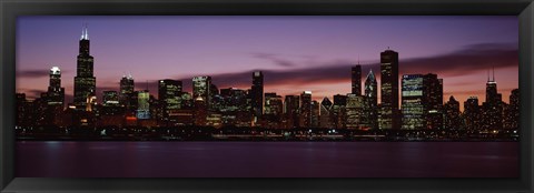 Framed Lake Michigan at Night, Chicago, Illinois, USA 2011 Print