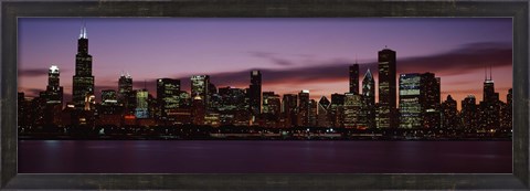 Framed Lake Michigan at Night, Chicago, Illinois, USA 2011 Print