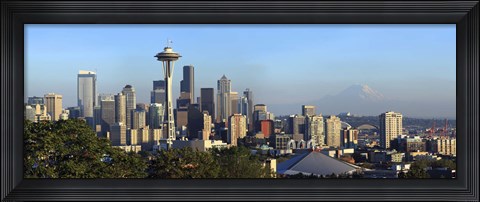 Framed Seattle city skyline with Mt. Rainier in the background, King County, Washington State, USA 2010 Print