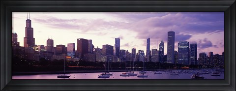 Framed Buildings at the Waterfront, Lake Michigan, Chicago (purple) Print