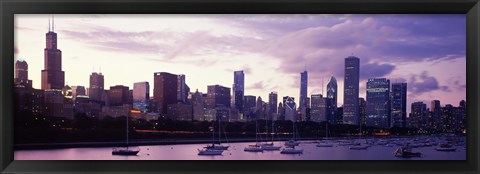 Framed Buildings at the Waterfront, Lake Michigan, Chicago (purple) Print