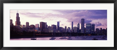 Framed Buildings at the Waterfront, Lake Michigan, Chicago (purple) Print