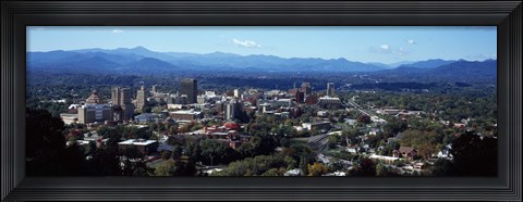 Framed Aerial view of a city, Asheville, Buncombe County, North Carolina, USA 2011 Print