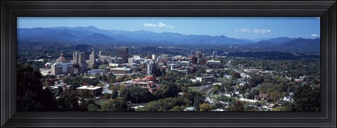 Framed Aerial view of a city, Asheville, Buncombe County, North Carolina, USA Print