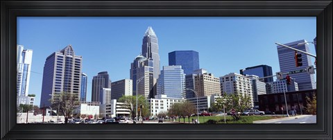 Framed Charlotte Skyline, North Carolina Print