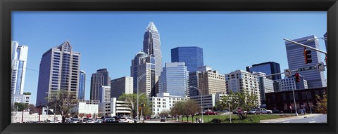 Framed Charlotte Skyline, North Carolina Print