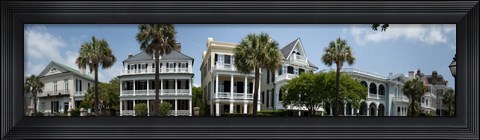 Framed Low angle view of houses along a street, Battery Street, Charleston, South Carolina Print