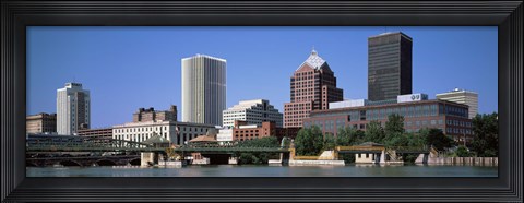 Framed Buildings at the waterfront, Genesee River, Rochester, Monroe County, New York State Print