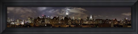 Framed Buildings lit up at night, Empire State Building, Manhattan, New York City, New York State, USA 2009 Print
