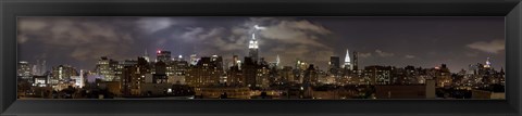 Framed Buildings lit up at night, Empire State Building, Manhattan, New York City, New York State, USA 2009 Print