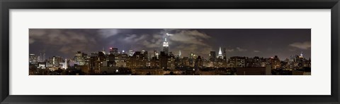 Framed Buildings lit up at night, Empire State Building, Manhattan, New York City, New York State, USA 2009 Print